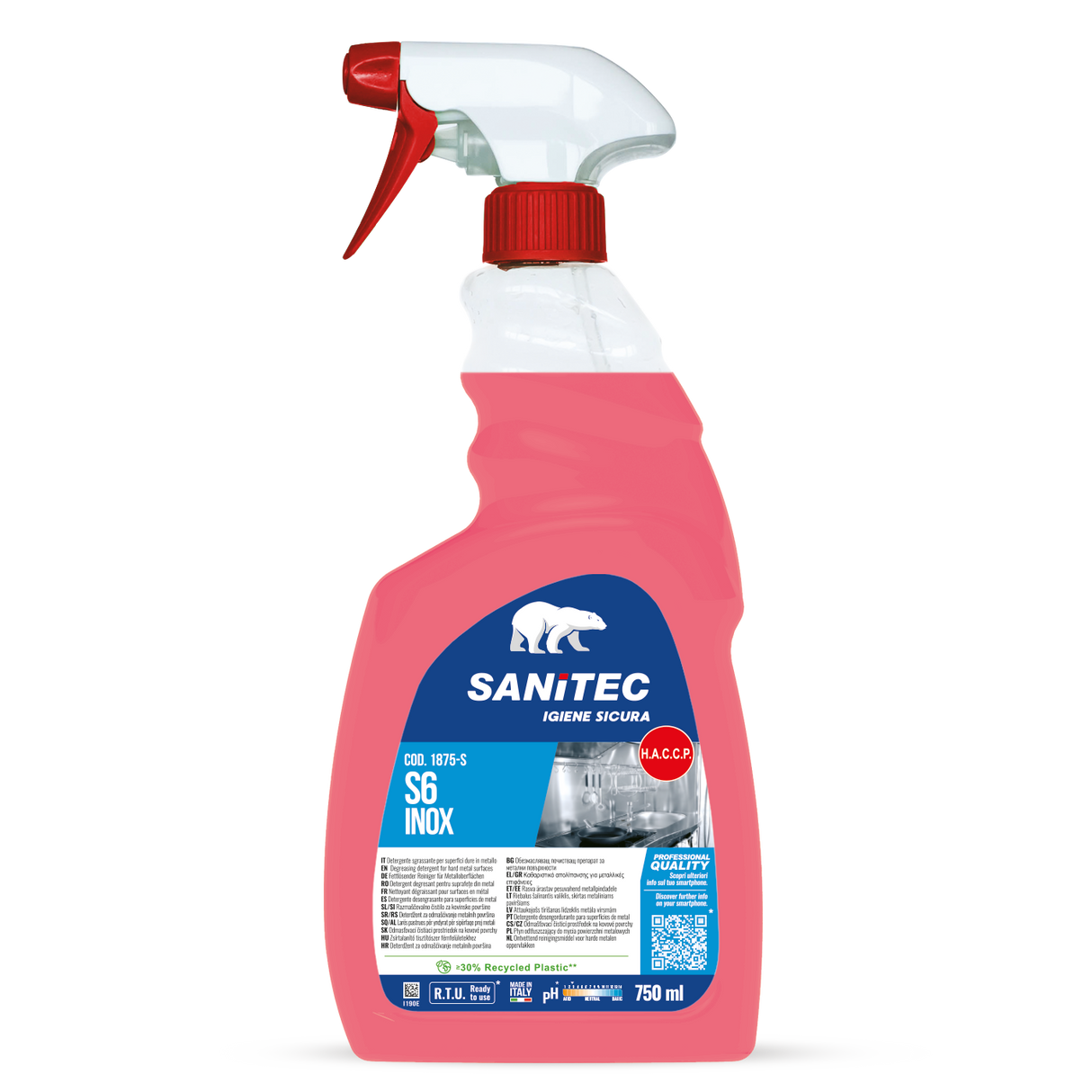 Folyékony fémtisztító, inoxtisztító 750 ml - Sanitec S6 Inox 1875-S