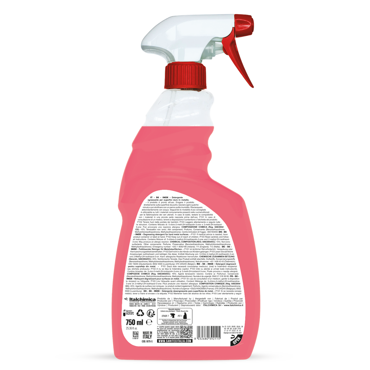 Folyékony fémtisztító, inoxtisztító 750 ml - Sanitec S6 Inox 1875-S