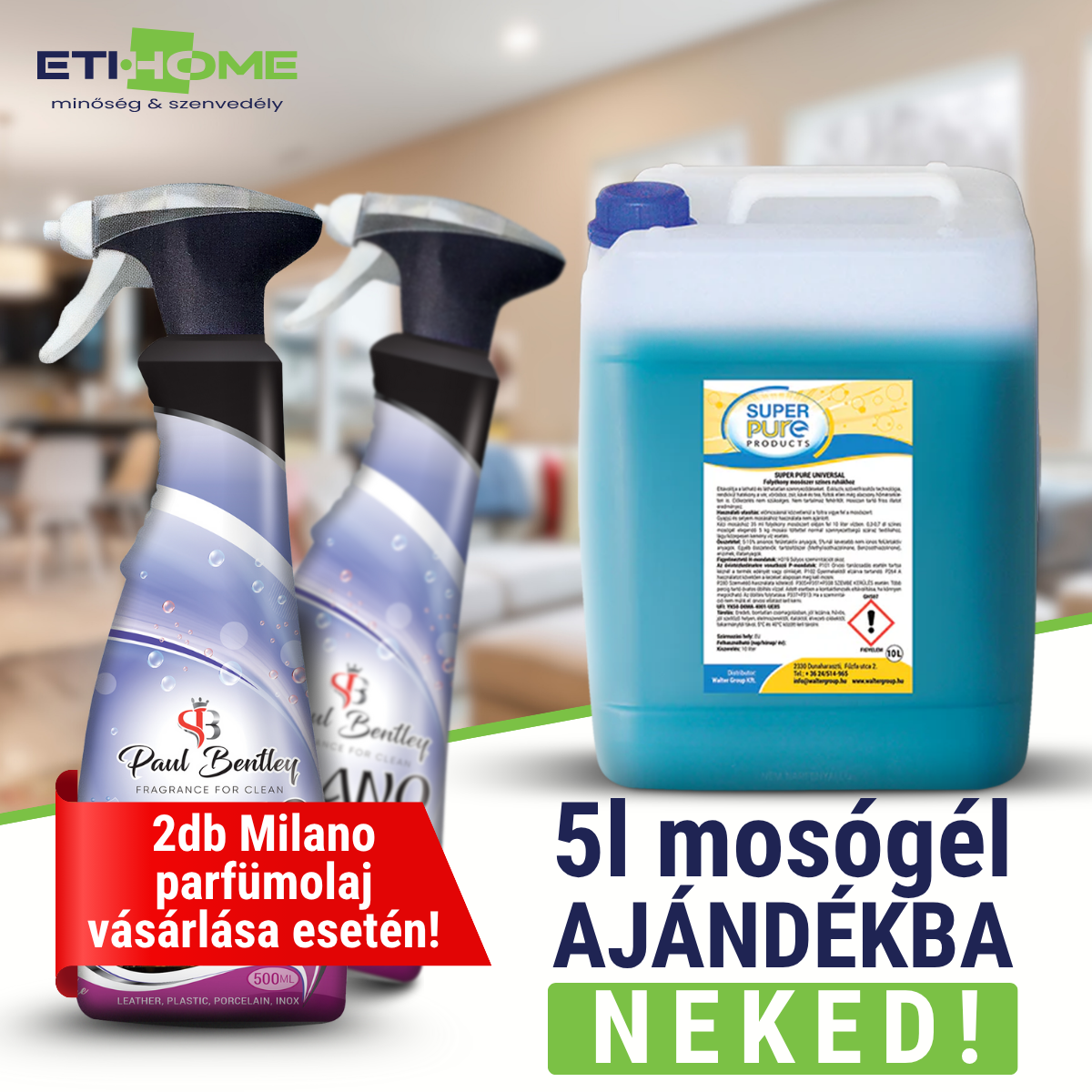 2db Paul Bentley Milano Parfümolaj 500 ml + Ajándék 5L Mosógél