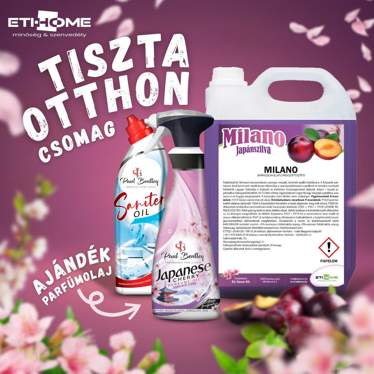 Tiszta otthon csomag ajándék Japán Cseresznye parfümolajjal