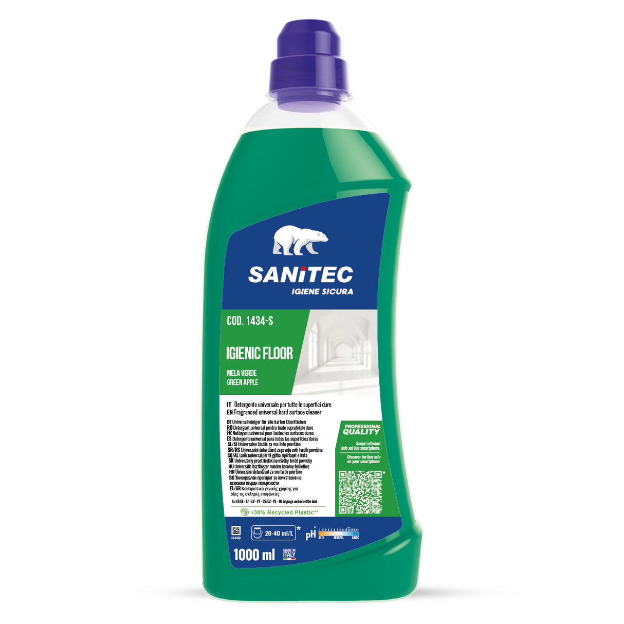 Padozattisztító zöld alma illattal 1000 ml - Sanitec Igienic Floor Green Apple 1434-S