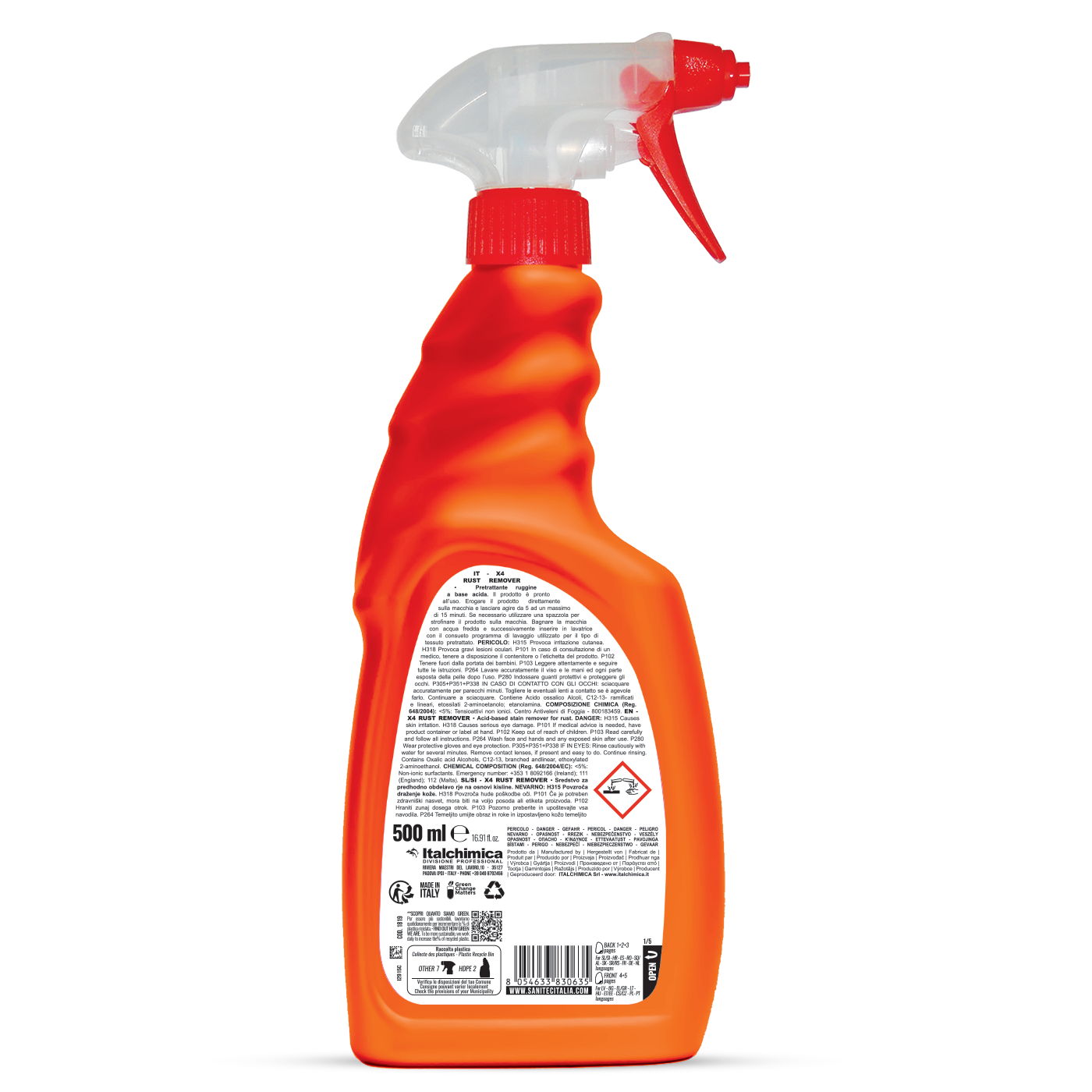 Savalapú folteltávolító előkezelő spray rozsdafoltok ellen 500 ml - Sanitec X4 Rust Remover 1819