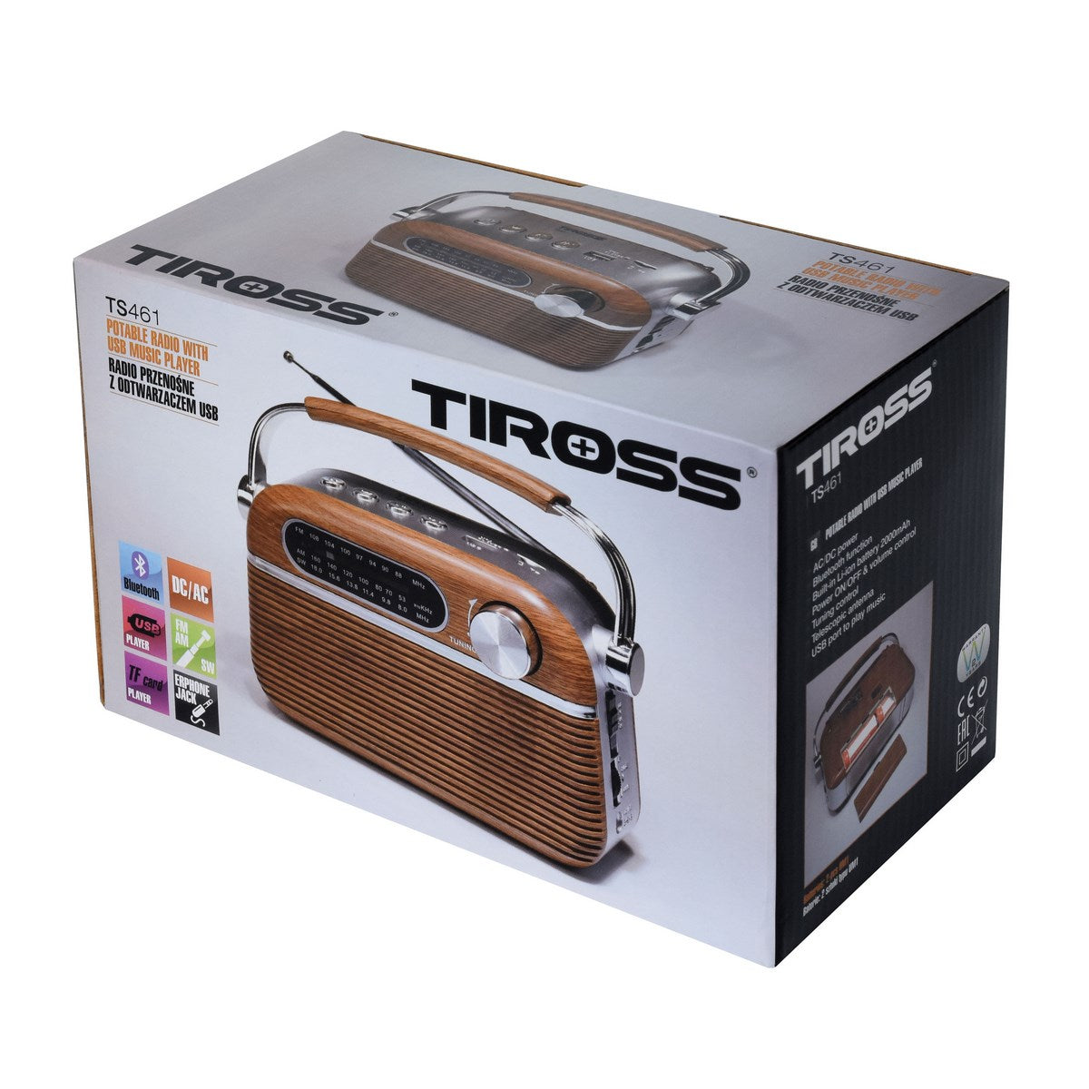 TIROSS Hordozható Bluetooth-os rádió TS461