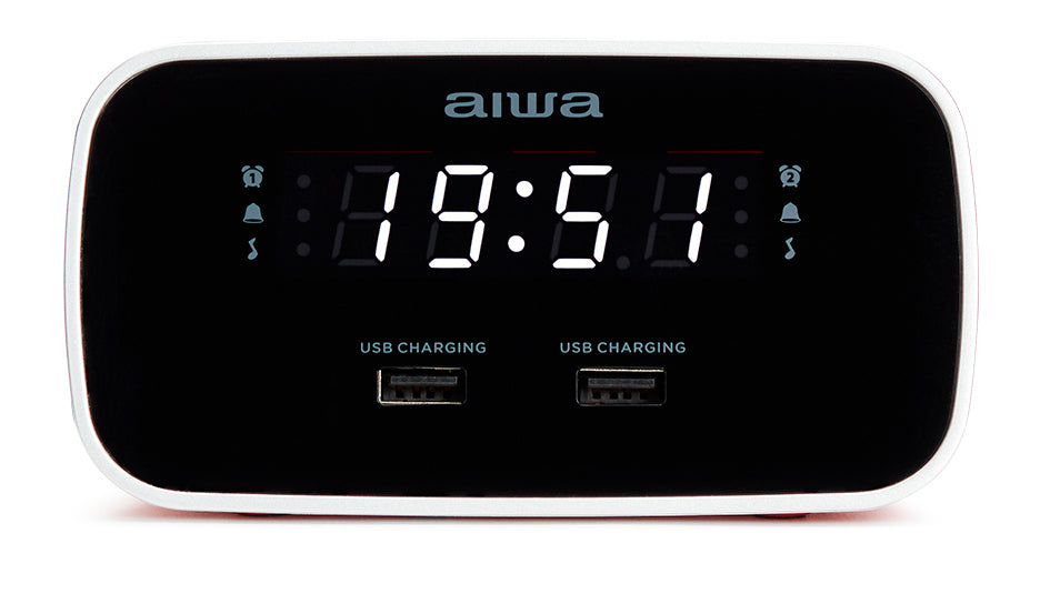 Aiwa CRU-19RD Rádiós ébresztőóra, piros színben