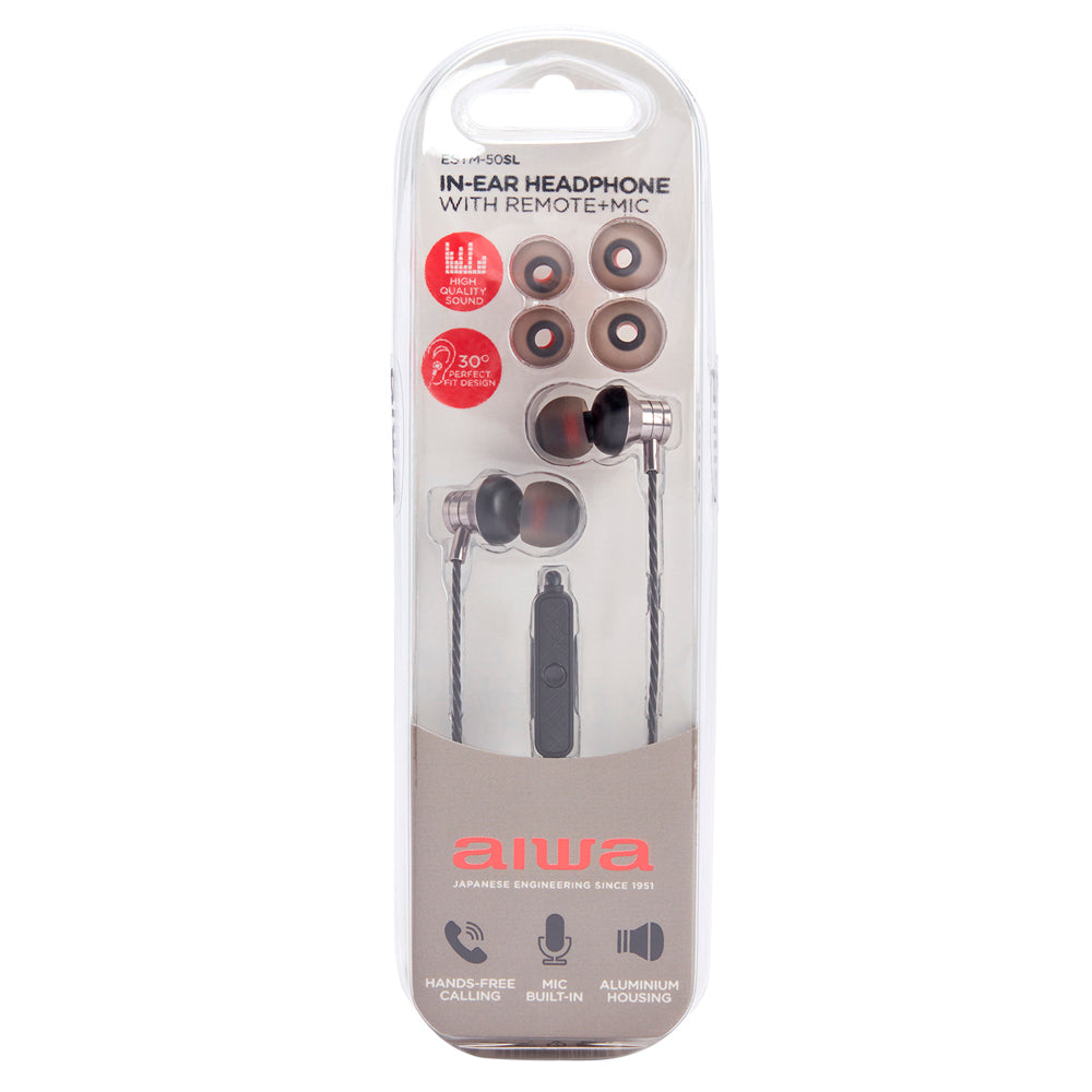 Aiwa ESTM-50SL Fülhallgató mikrofonnal, ezüst színben